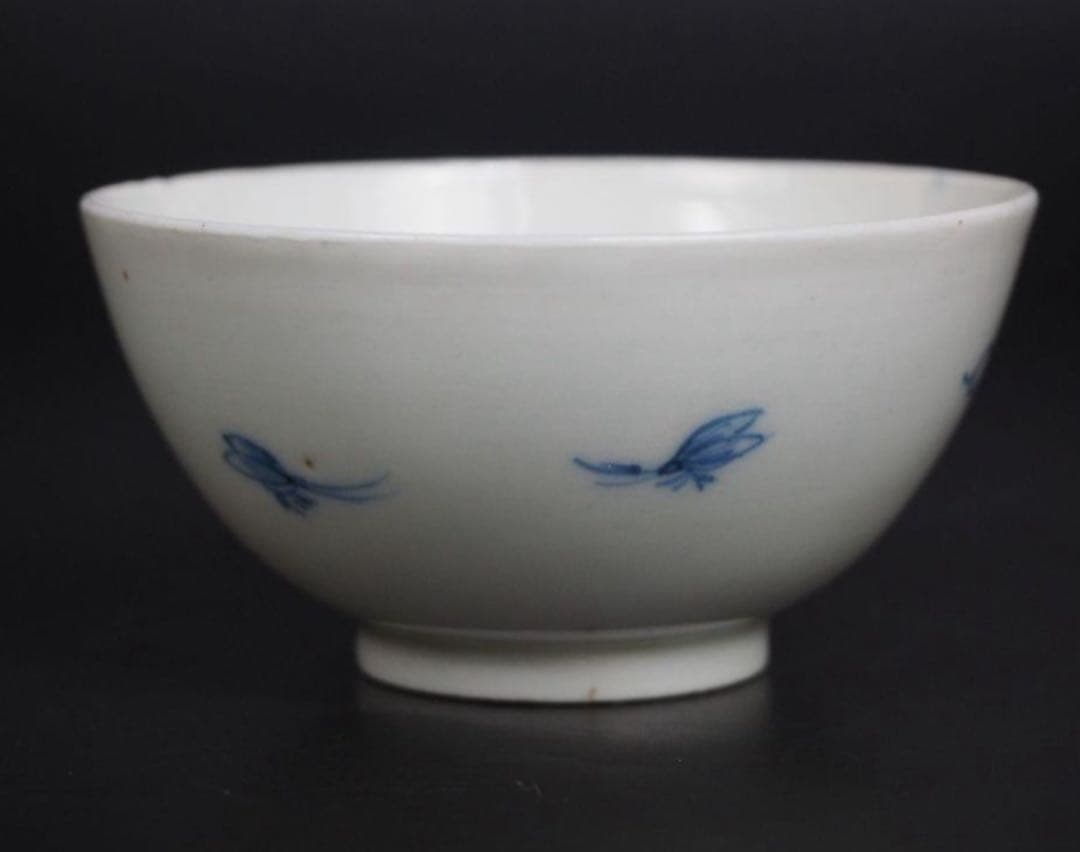 送料無料　江戸時代　青華染付蓋付茶碗2客　径7.8ｃｍ　小振り・極珍品