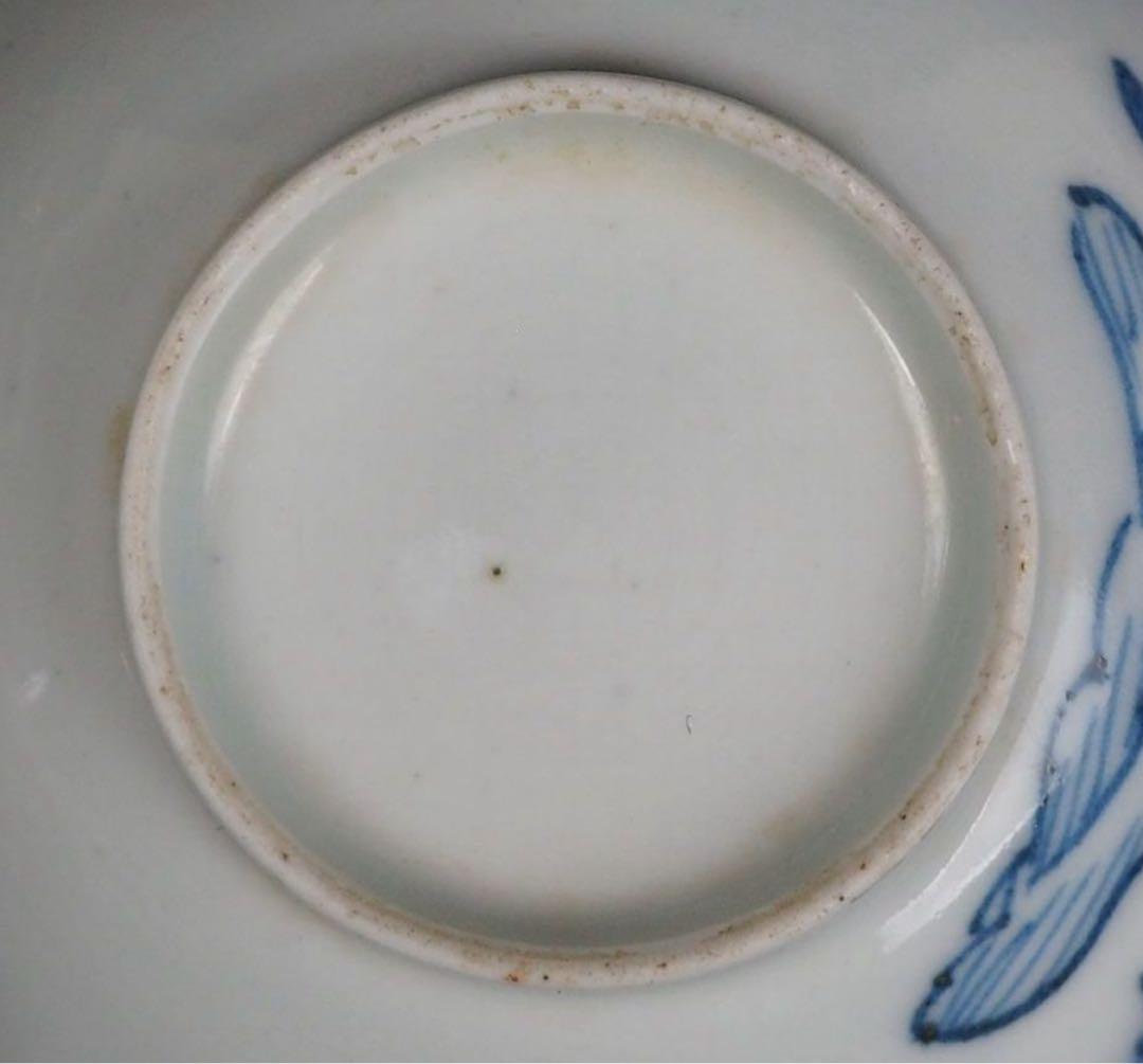 送料無料　江戸時代　青華染付蓋付茶碗2客　径7.8ｃｍ　小振り・極珍品