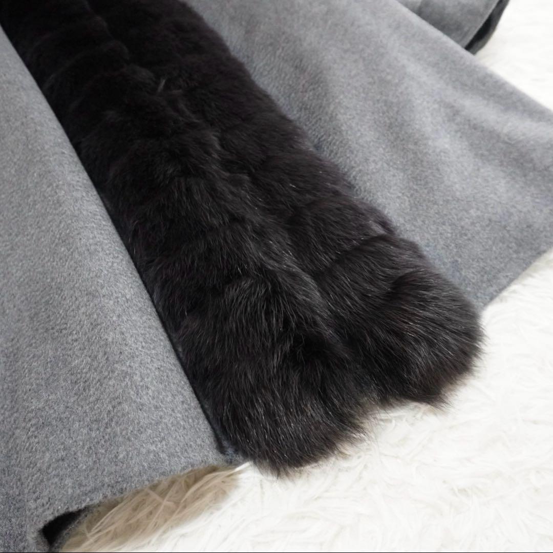 極美品 高級✨深喜毛織 カシミヤ100%コート フォックスファー リアルファー