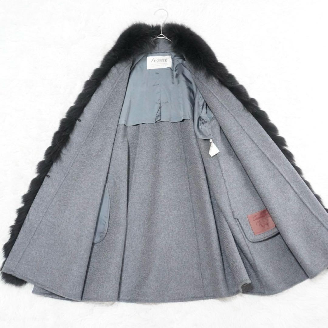 極美品 高級✨深喜毛織 カシミヤ100%コート フォックスファー リアルファー