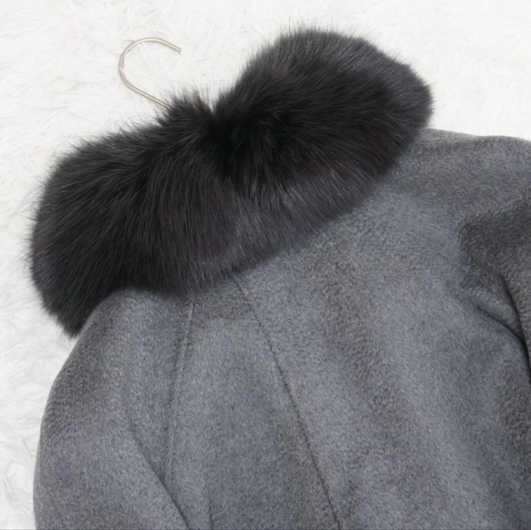 極美品 高級✨深喜毛織 カシミヤ100%コート フォックスファー リアルファー