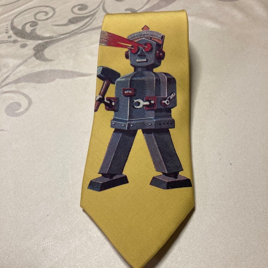 YOHJI YAMAMOTOヨウジヤマモト　ブリキ　ロボット柄　ネクタイ　シルク