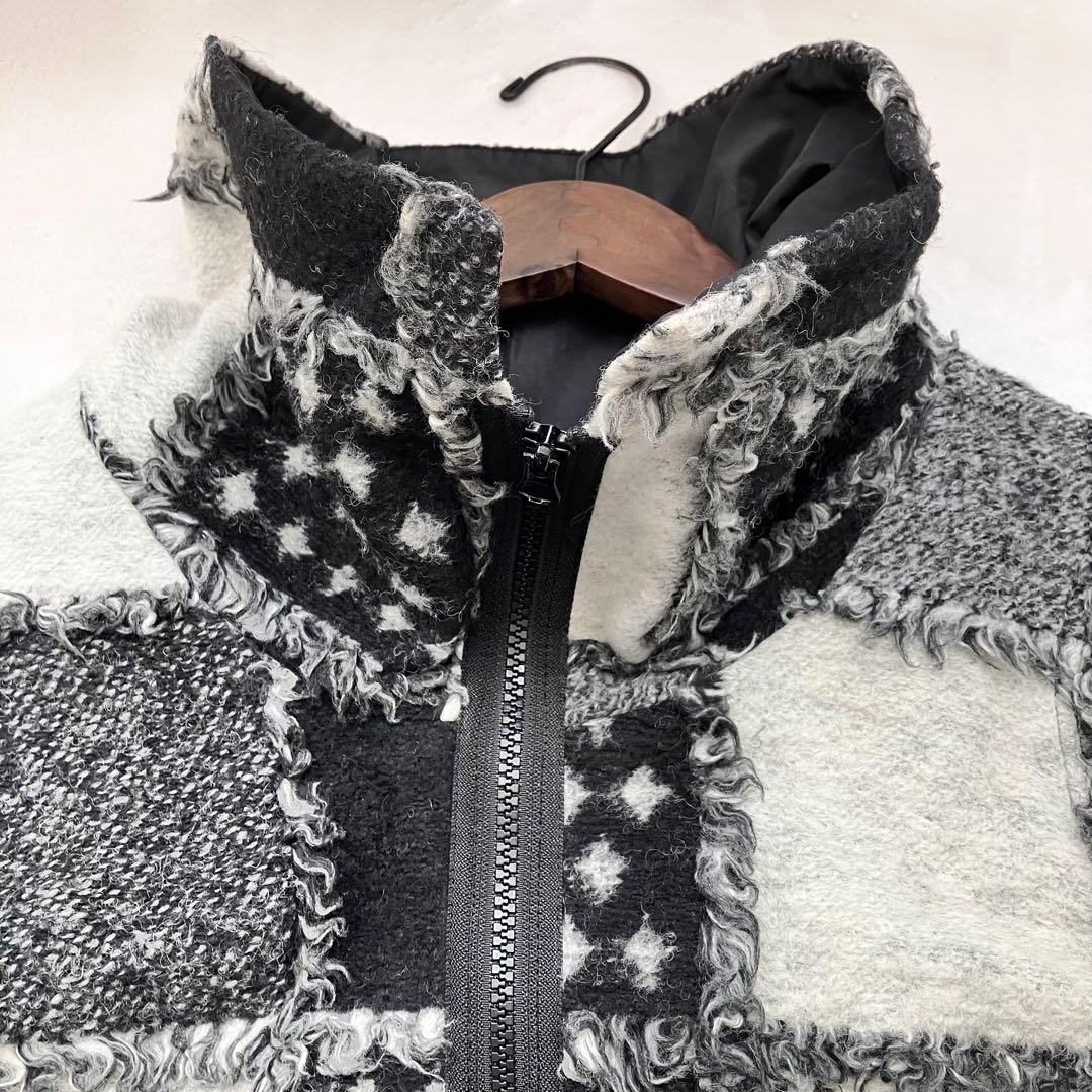 エイココンドウ パッチワーク ロングジレ ベスト アウター コート ウール