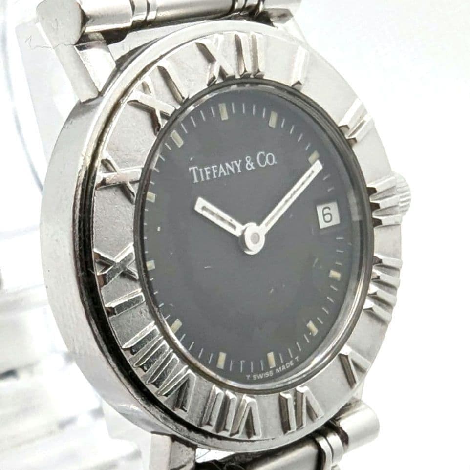 【新品電池交換済み】TIFFANY アトラス ブラック文字盤 腕時計