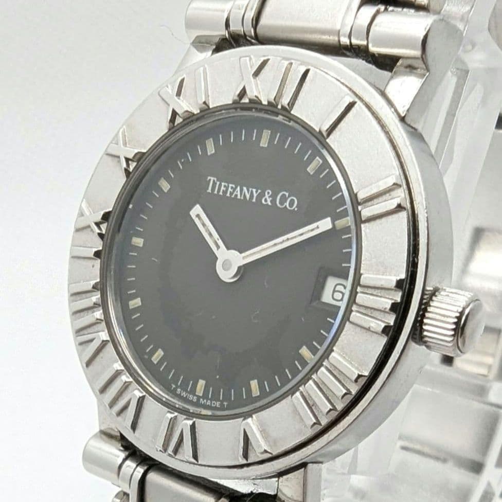 【新品電池交換済み】TIFFANY アトラス ブラック文字盤 腕時計