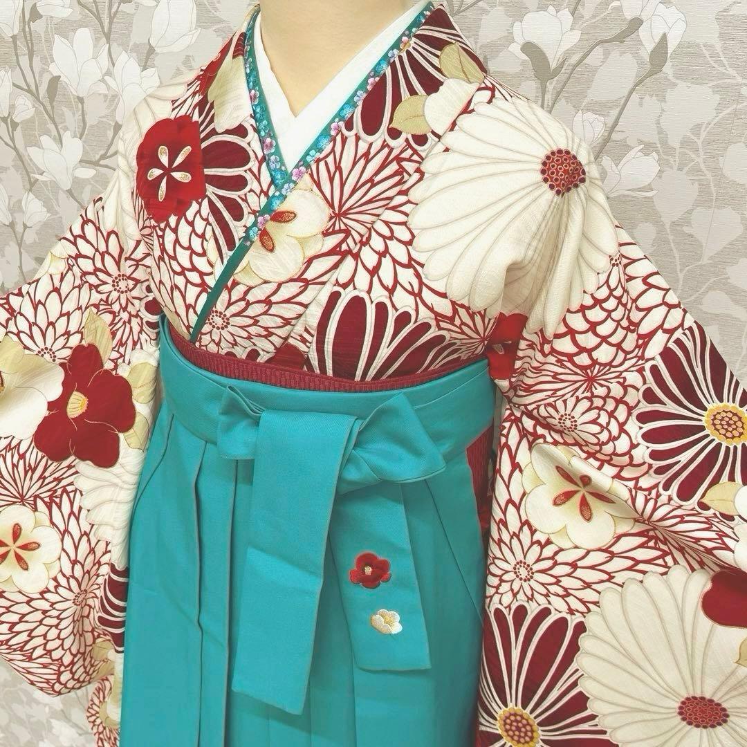 ジュニア卒業式着物 菊椿赤 十三参り着物 袴下着物 【九重】