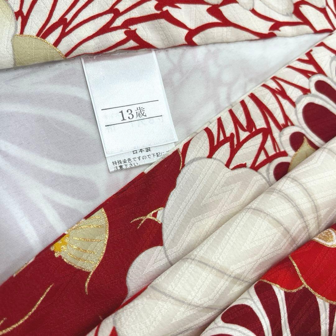 ジュニア卒業式着物 菊椿赤 十三参り着物 袴下着物 【九重】
