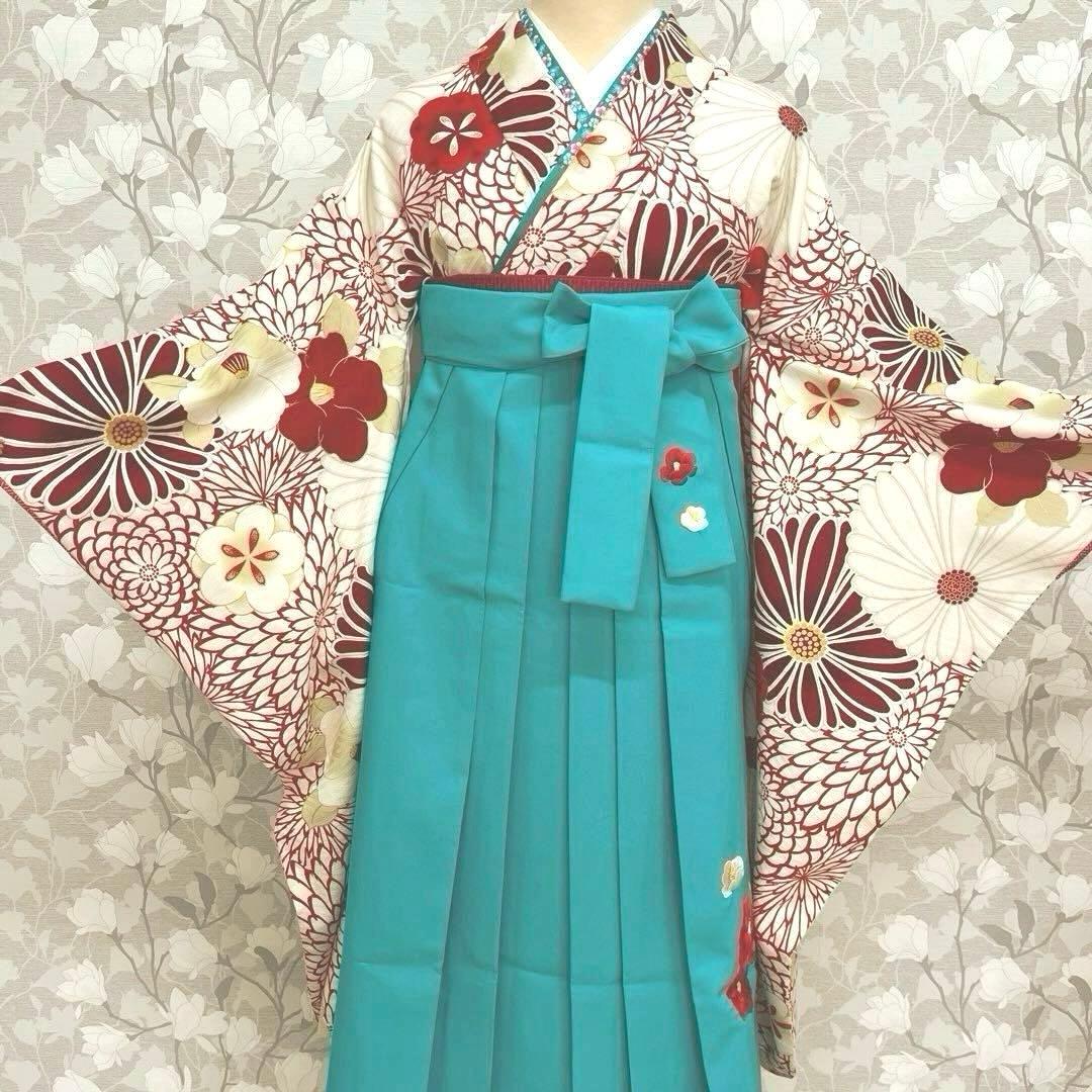 ジュニア卒業式着物 菊椿赤 十三参り着物 袴下着物 【九重】