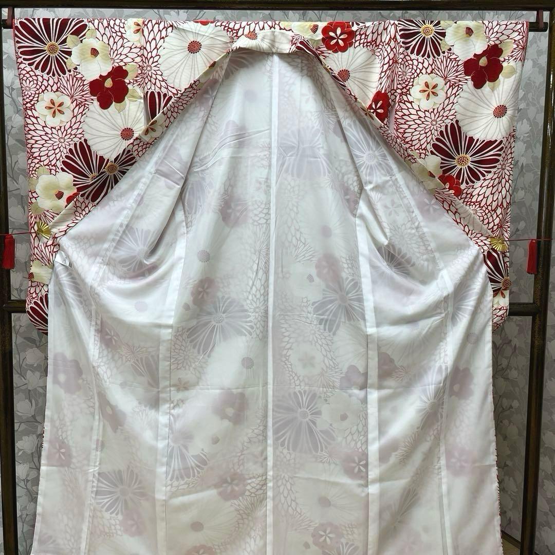 ジュニア卒業式着物 菊椿赤 十三参り着物 袴下着物 【九重】