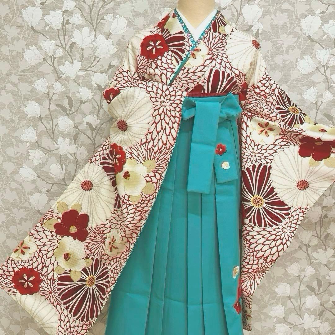 ジュニア卒業式着物 菊椿赤 十三参り着物 袴下着物 【九重】