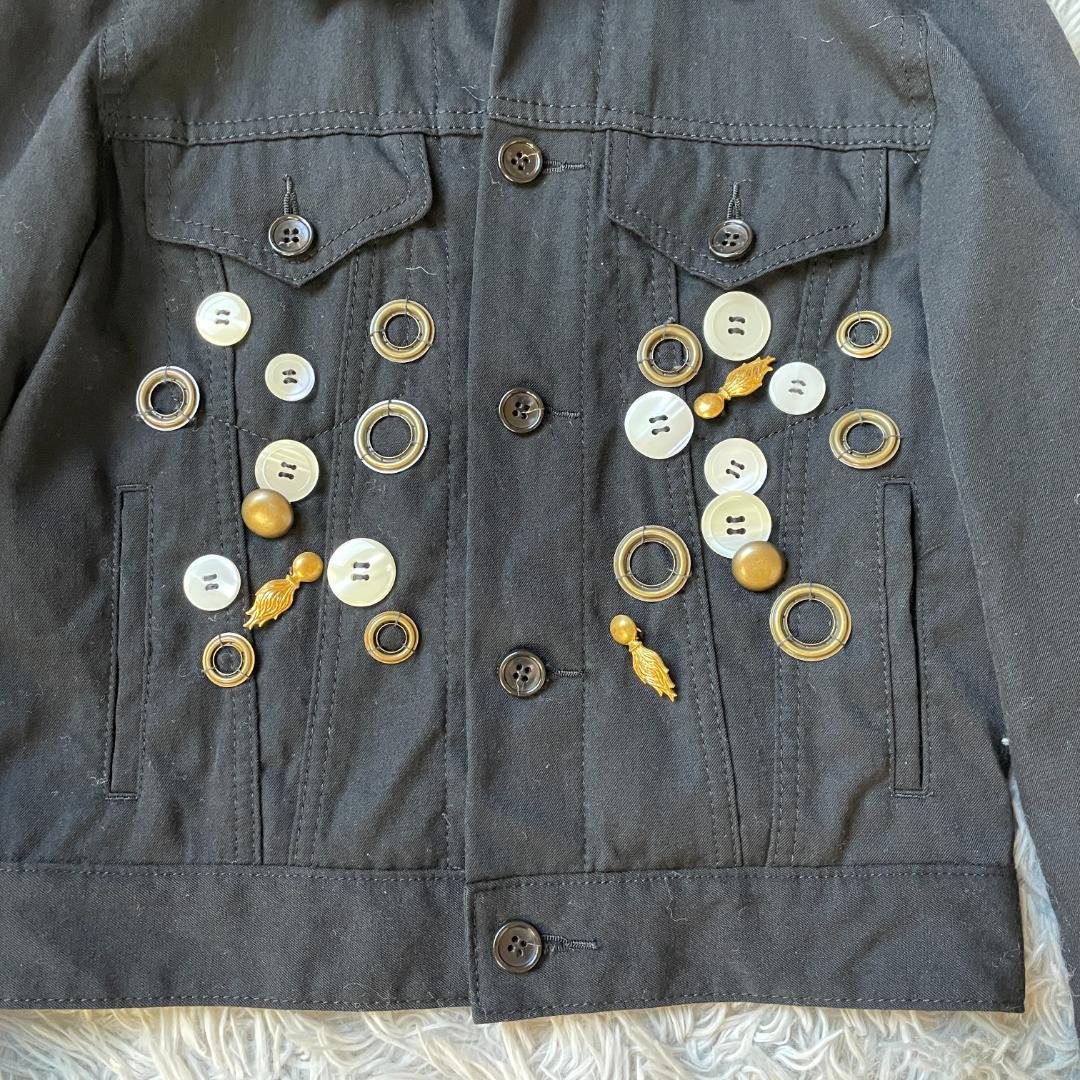 ちぃかわブラック コムデギャルソン ウールジャケット XS アートデザイン