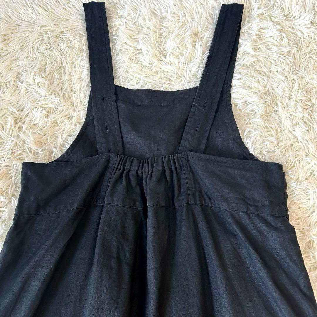 美品　nest robeネストローブ リネンタックサロペット オーバーオール　黒