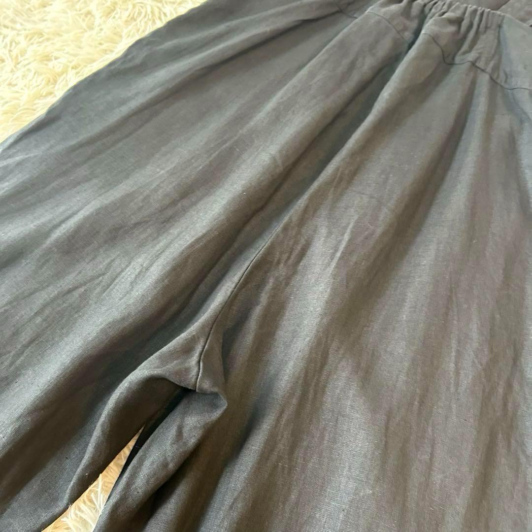 美品　nest robeネストローブ リネンタックサロペット オーバーオール　黒