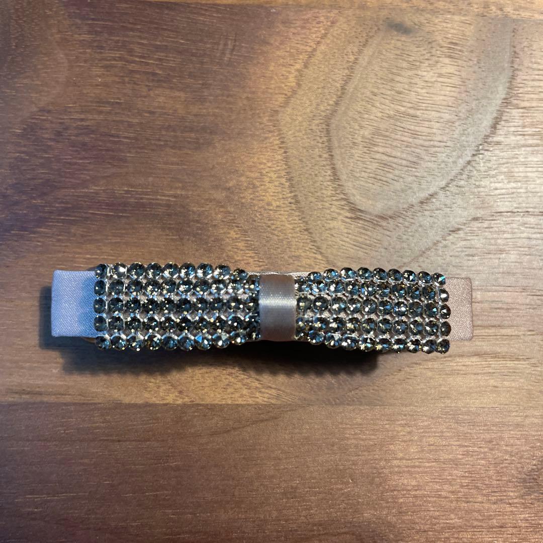 Complex Biz クリスタルメッシュ リボンバレッタ(グレージュ)