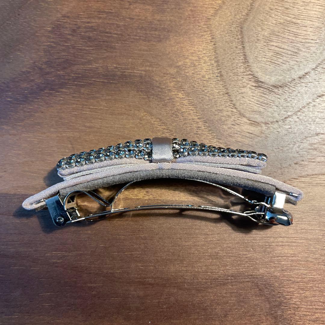 Complex Biz クリスタルメッシュ リボンバレッタ(グレージュ)