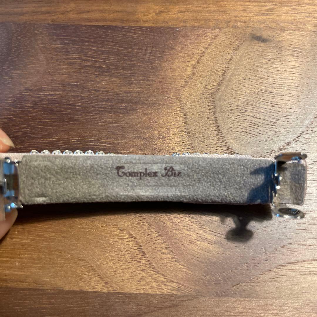 Complex Biz クリスタルメッシュ リボンバレッタ(グレージュ)