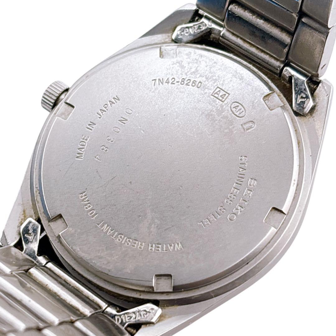 【稼働】 セイコー 腕時計 スピリット 7N42-8260 デイト 純正ベルト