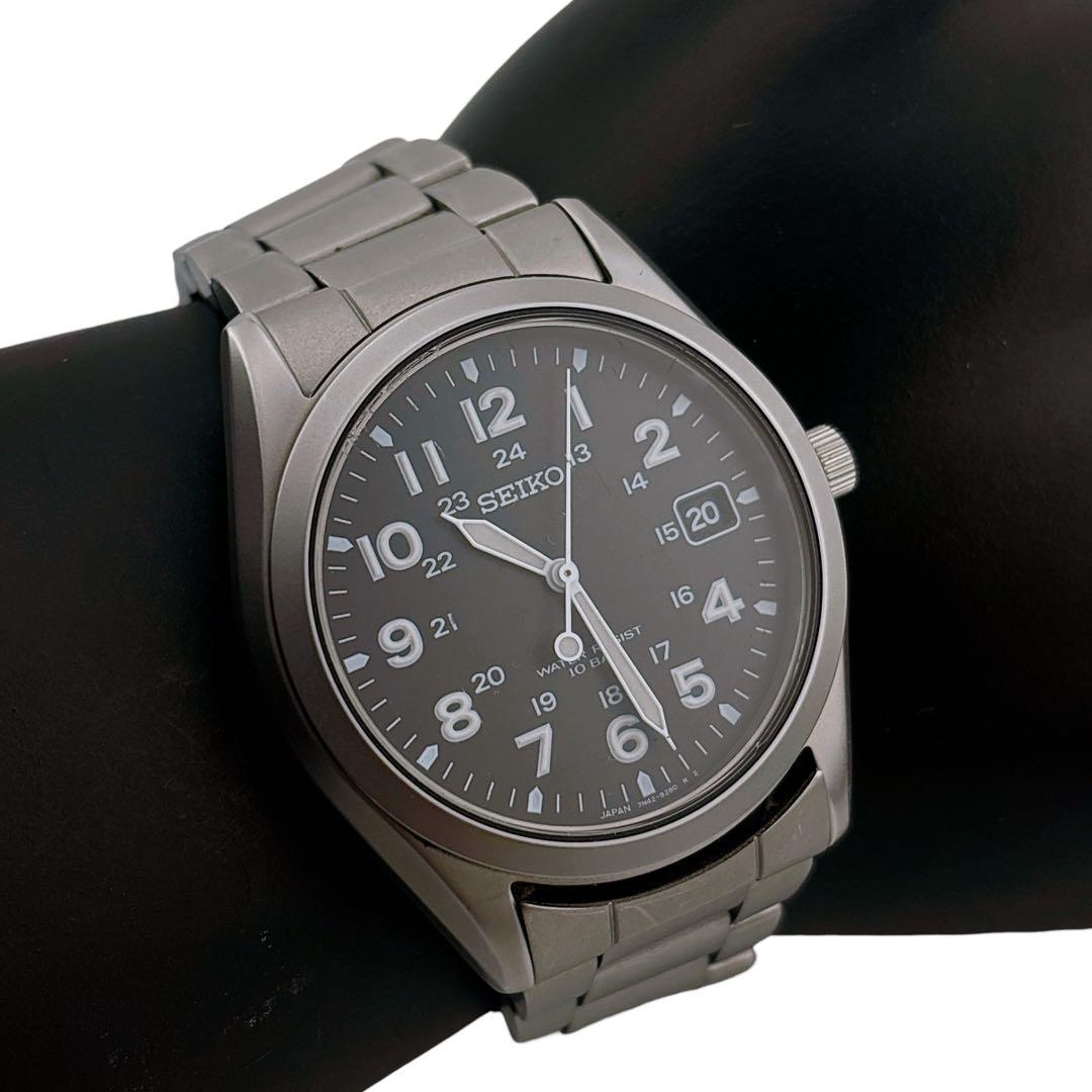 【稼働】 セイコー 腕時計 スピリット 7N42-8260 デイト 純正ベルト