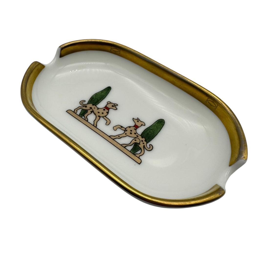 Cartier 小物入れ トレイ 陶器製 アッシュトレイ ドッグモチーフ