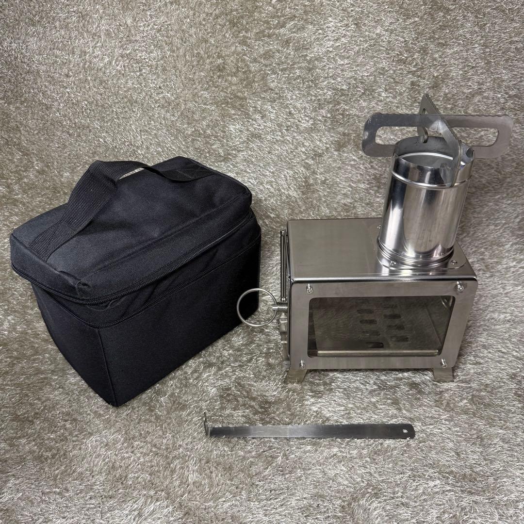 【新品未使用】ステンレス ミニ薪ストーブ 収納バッグ付き