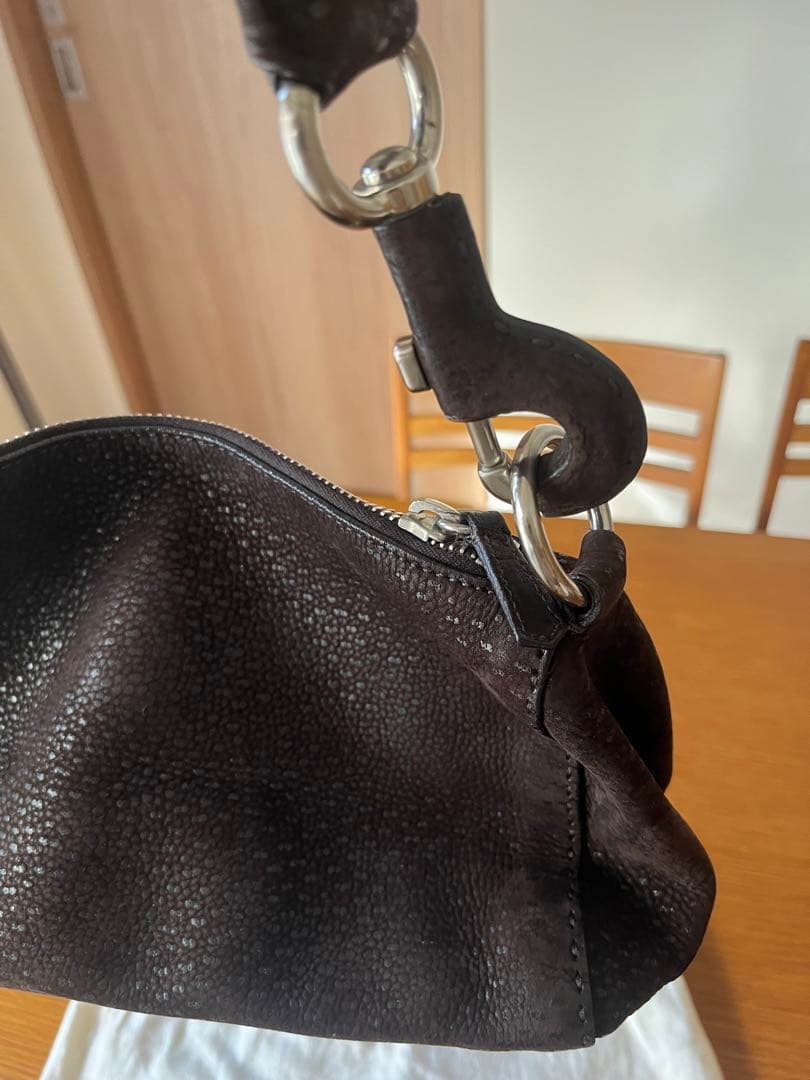 PRADA ダークブラウン レザー ショルダーバッグ