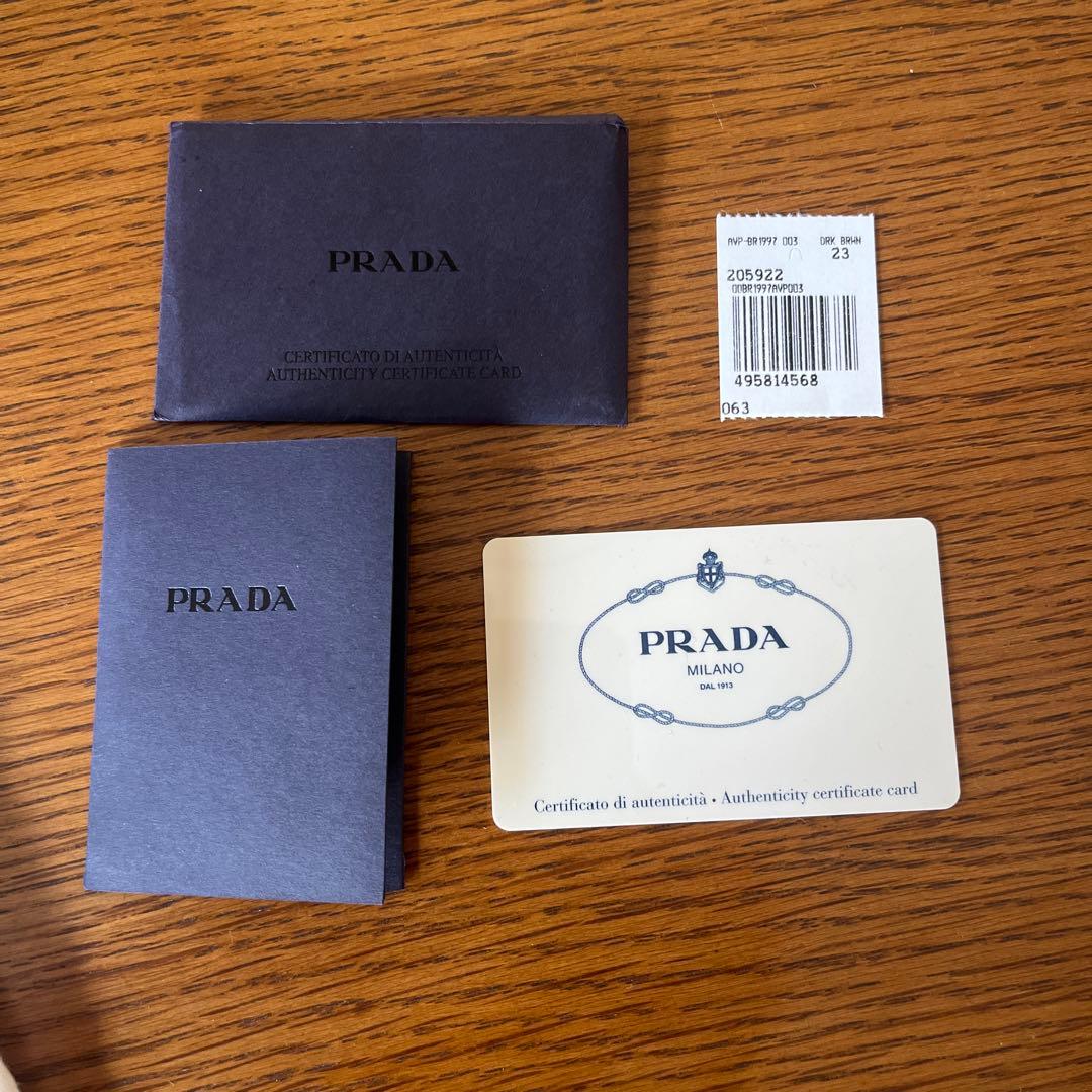 PRADA ダークブラウン レザー ショルダーバッグ