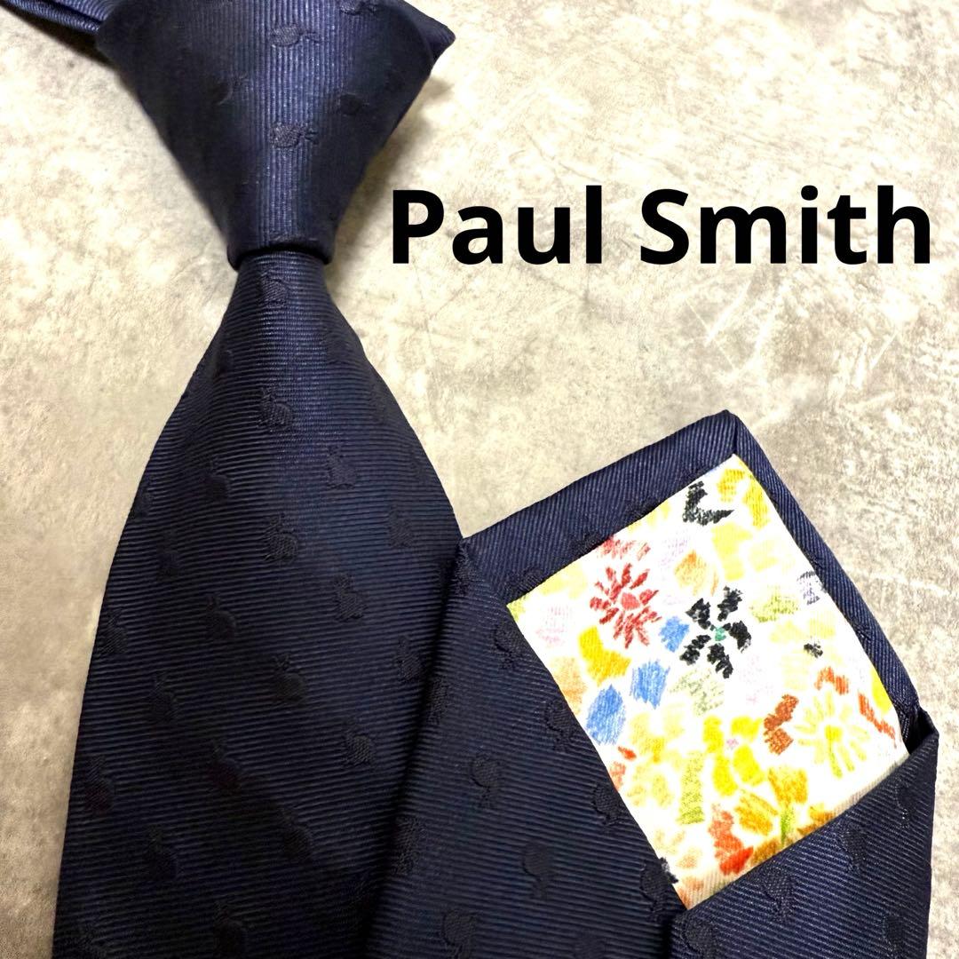 【✨美品✨】Paul Smith ポールスミス ネクタイ ロゴ うさぎ ネイビー