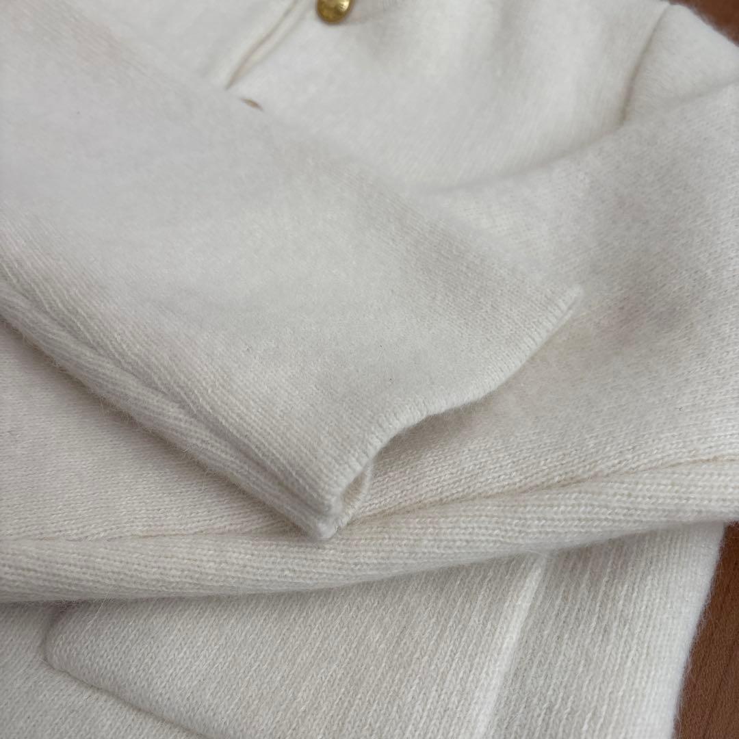 24年 anuans ラクーンブレンドノーカラーニットジャケット アイボリー
