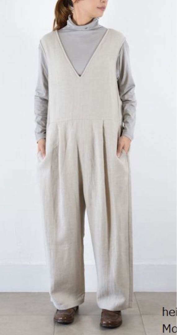 evam eva 定価35200円　リネンウールサロペット　エヴァムエヴァ