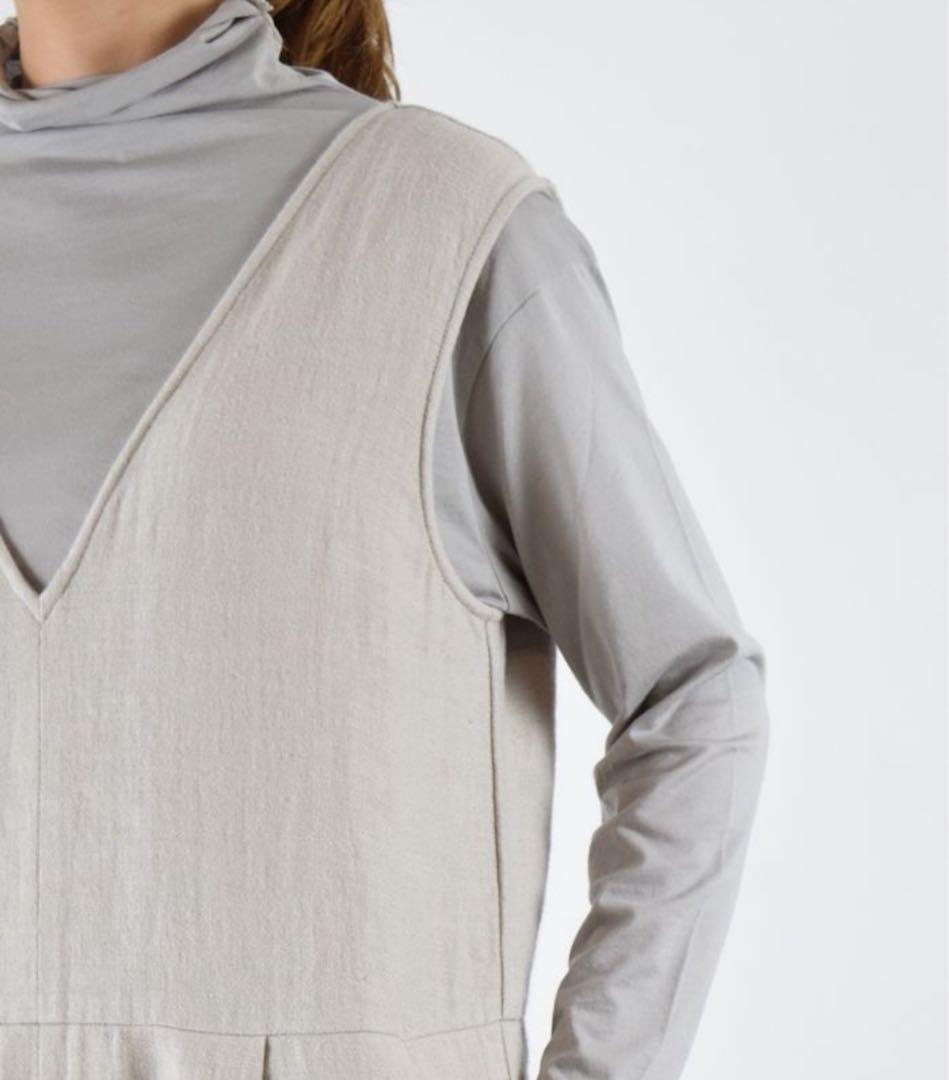 evam eva 定価35200円　リネンウールサロペット　エヴァムエヴァ