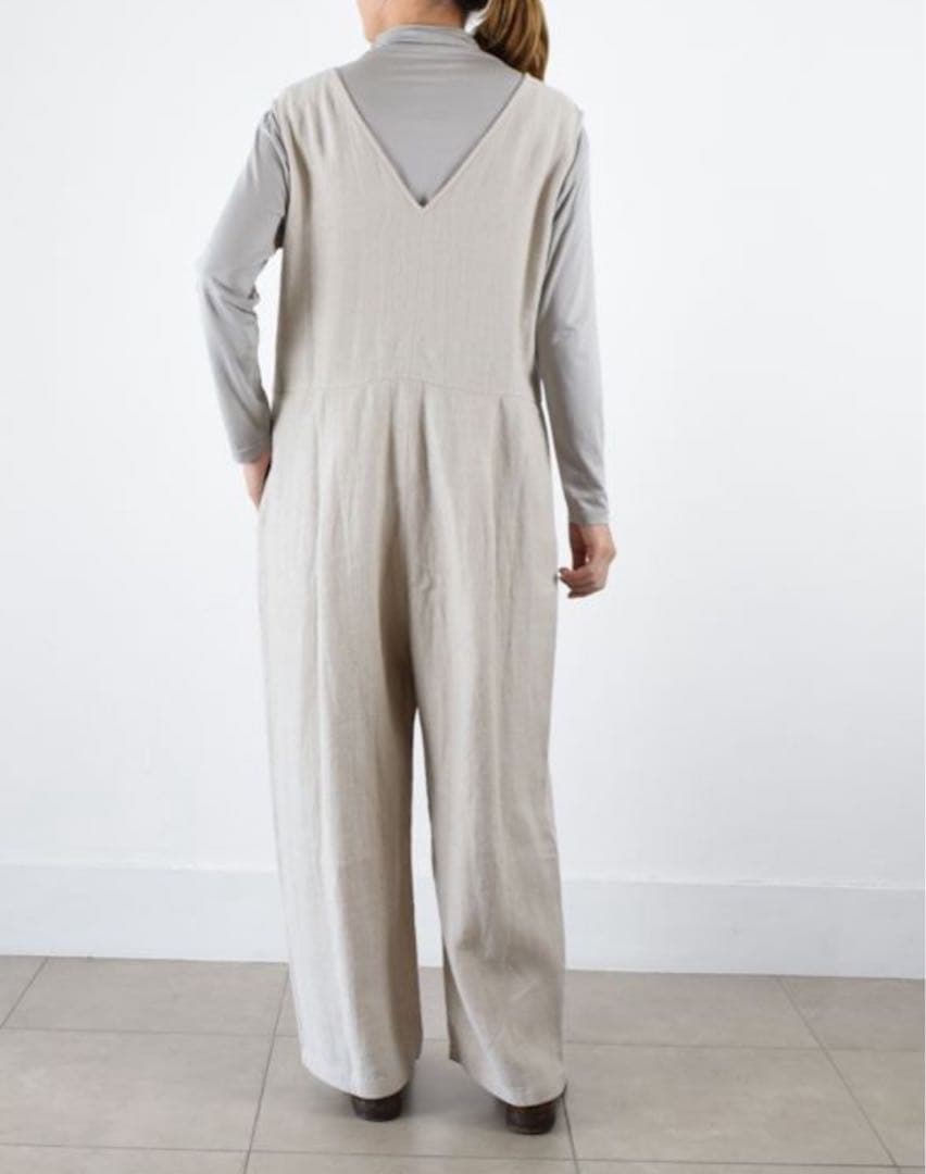 evam eva 定価35200円　リネンウールサロペット　エヴァムエヴァ