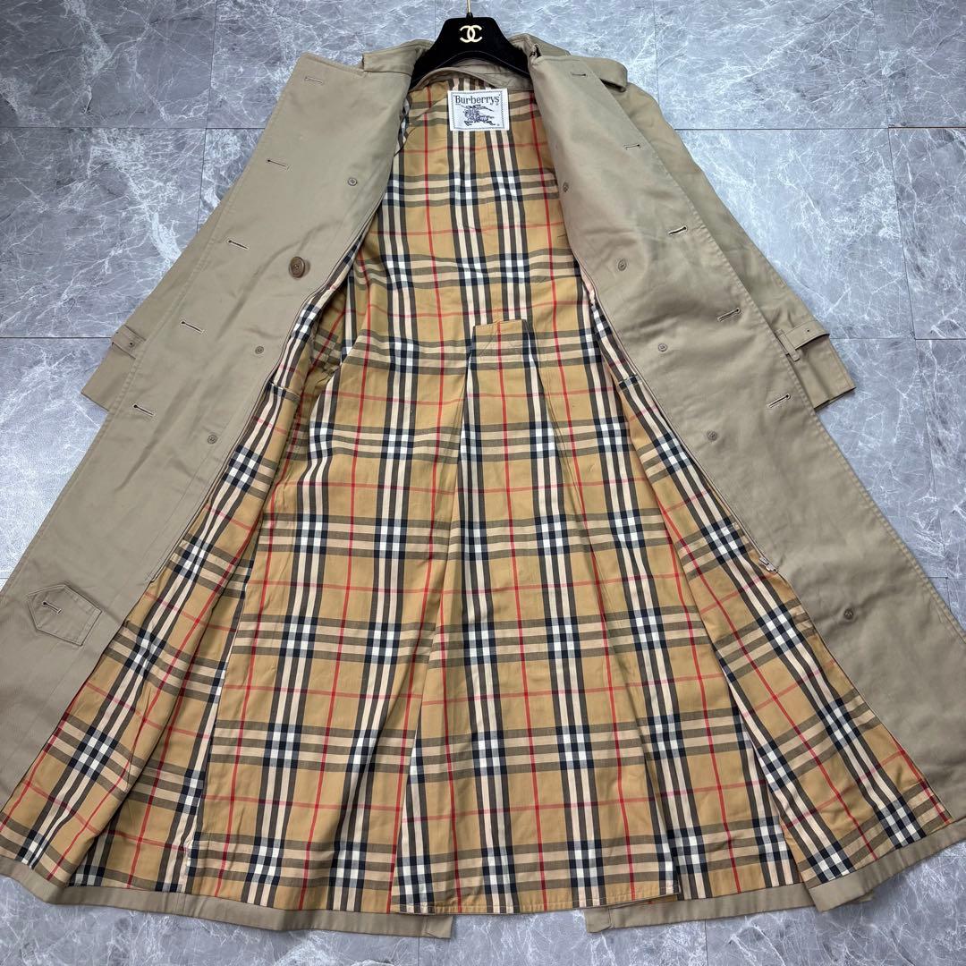美品　バーバリー　トレンチコート　ベルト　カーキ　ノバチェック L