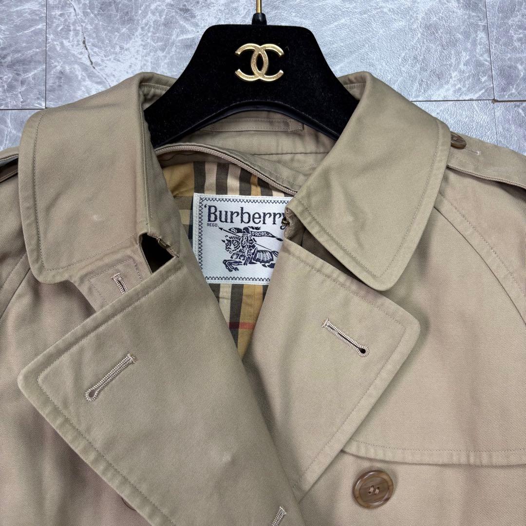 美品　バーバリー　トレンチコート　ベルト　カーキ　ノバチェック L