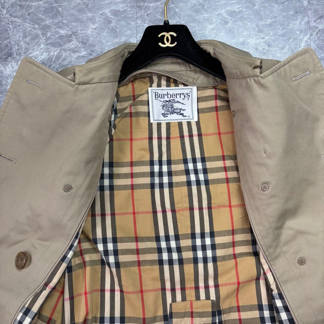 美品　バーバリー　トレンチコート　ベルト　カーキ　ノバチェック L