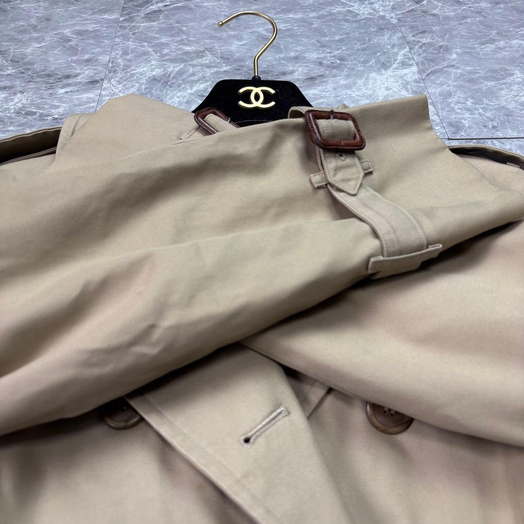 美品　バーバリー　トレンチコート　ベルト　カーキ　ノバチェック L