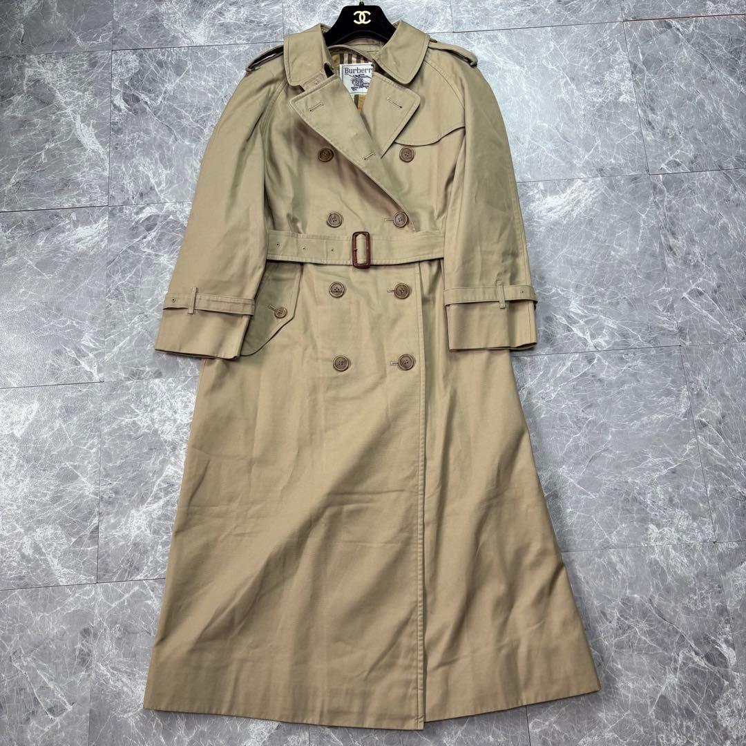 美品　バーバリー　トレンチコート　ベルト　カーキ　ノバチェック L