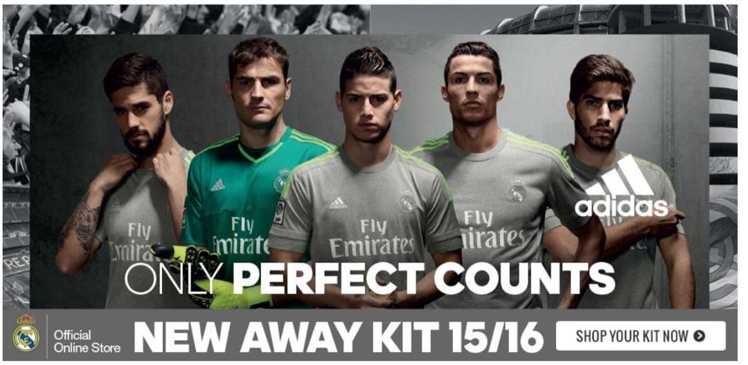 ラリーガアディダスレアル・マドリードサッカーユニフォーム15ロナウド16アウェイ