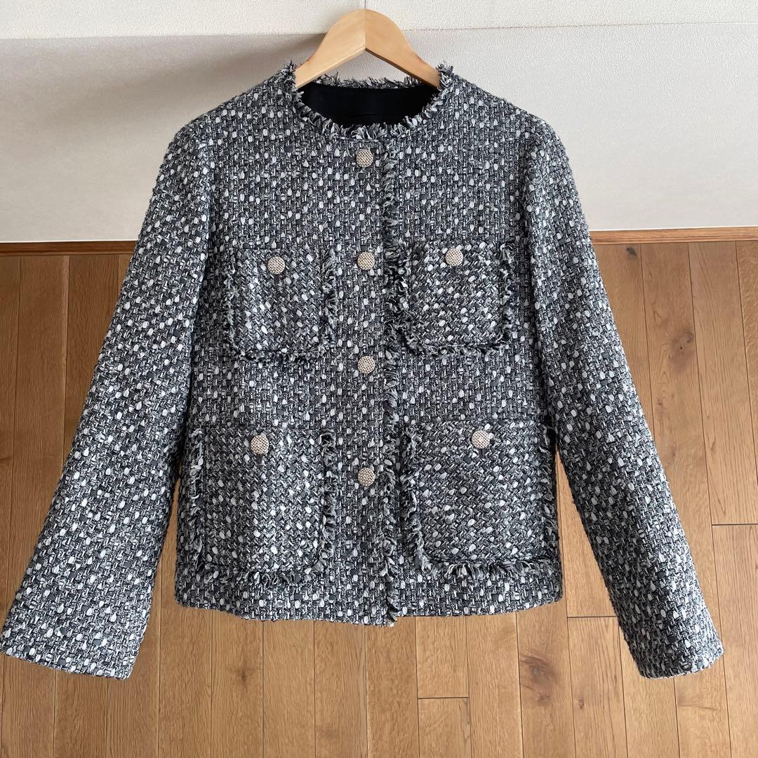 ANAYIアナイ　グレートーンツイードポケット ジャケット