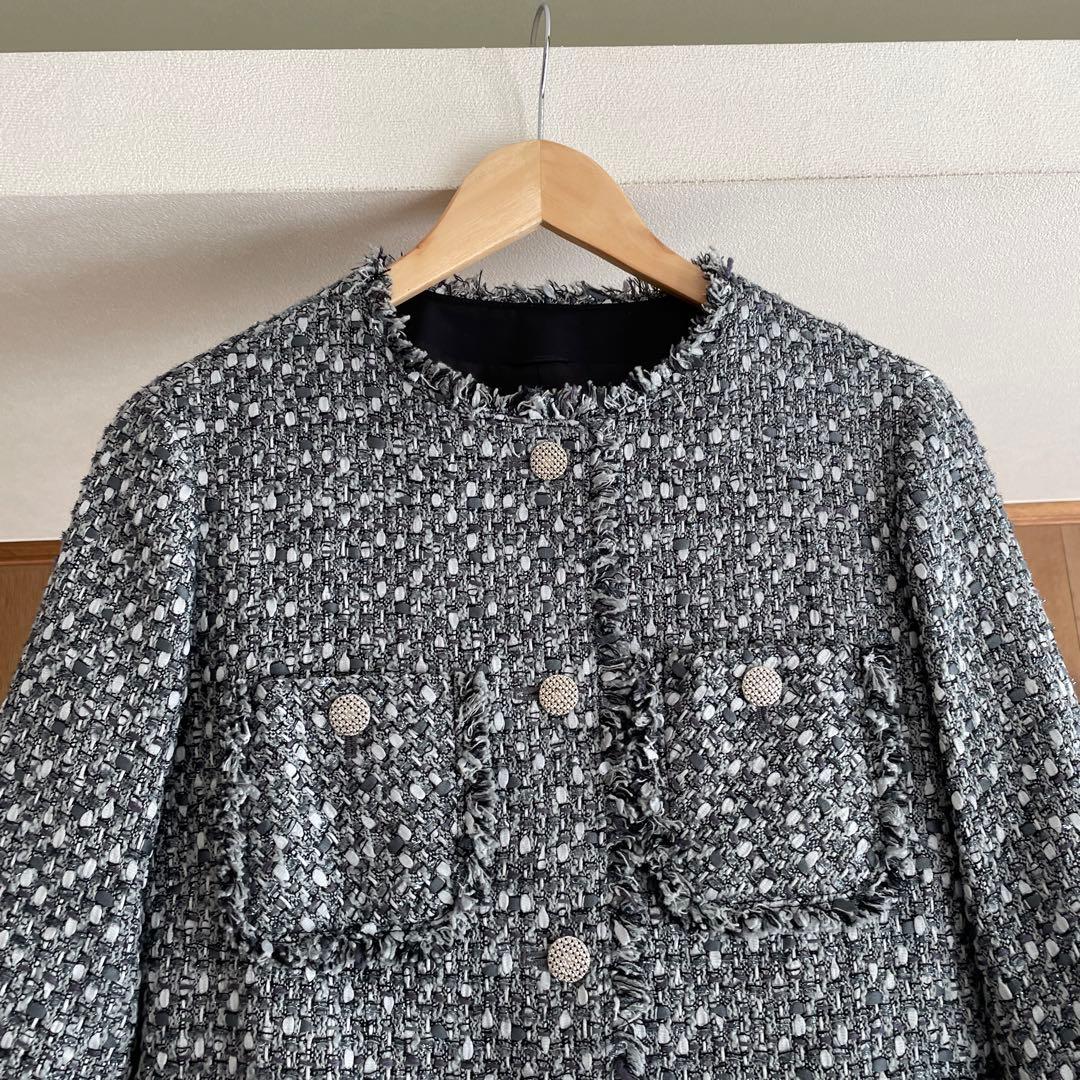 ANAYIアナイ　グレートーンツイードポケット ジャケット