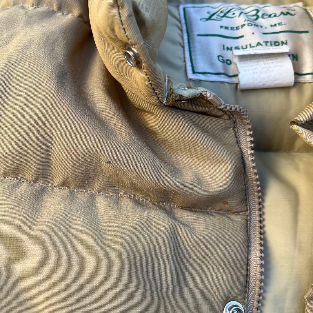70s 縦型ポケット USA製 L.L.Bean ダウンベスト ベージュ筆記体
