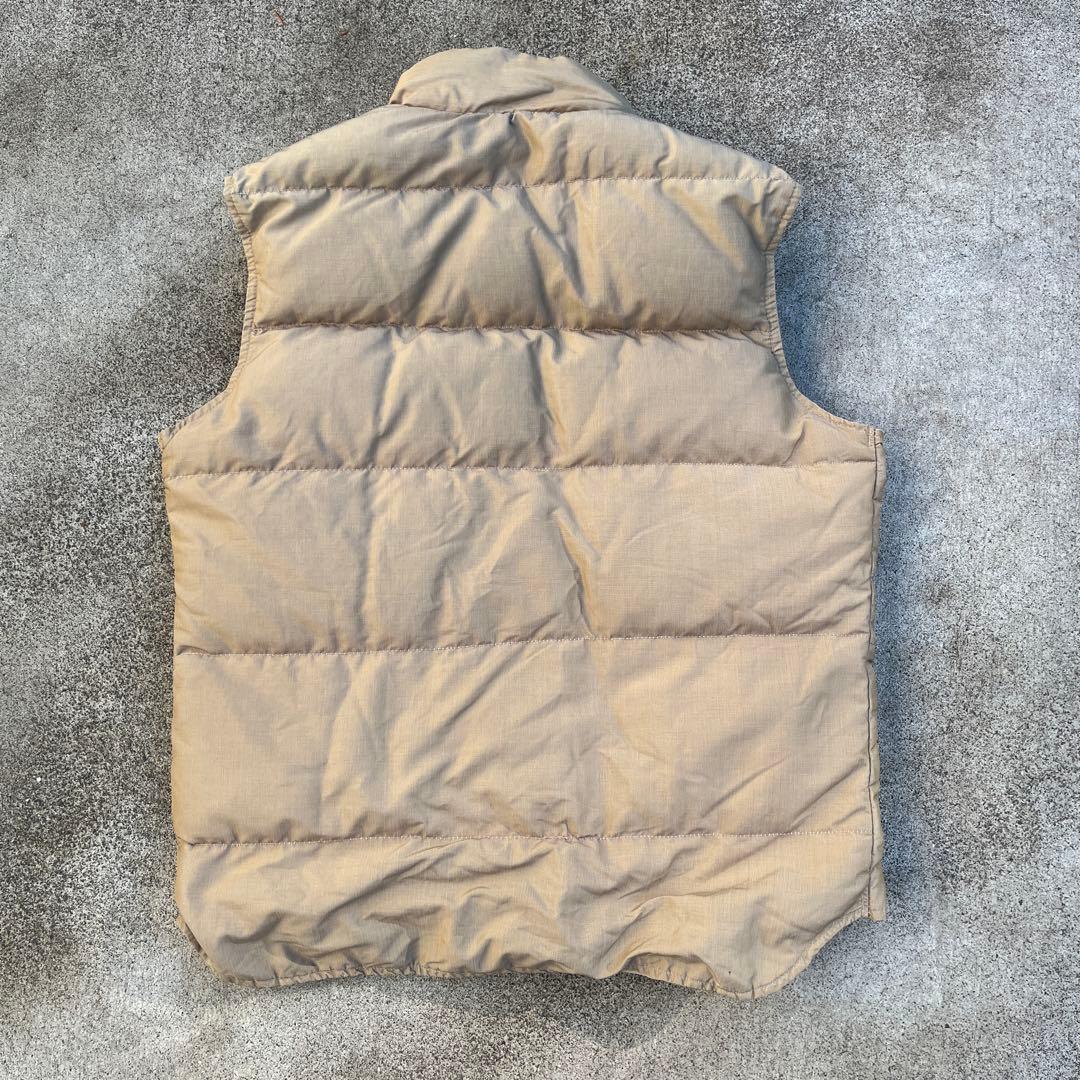 70s 縦型ポケット USA製 L.L.Bean ダウンベスト ベージュ筆記体