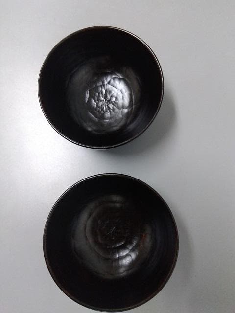 創作漆器瑾齋　ハツリ筋椀　拭漆一対