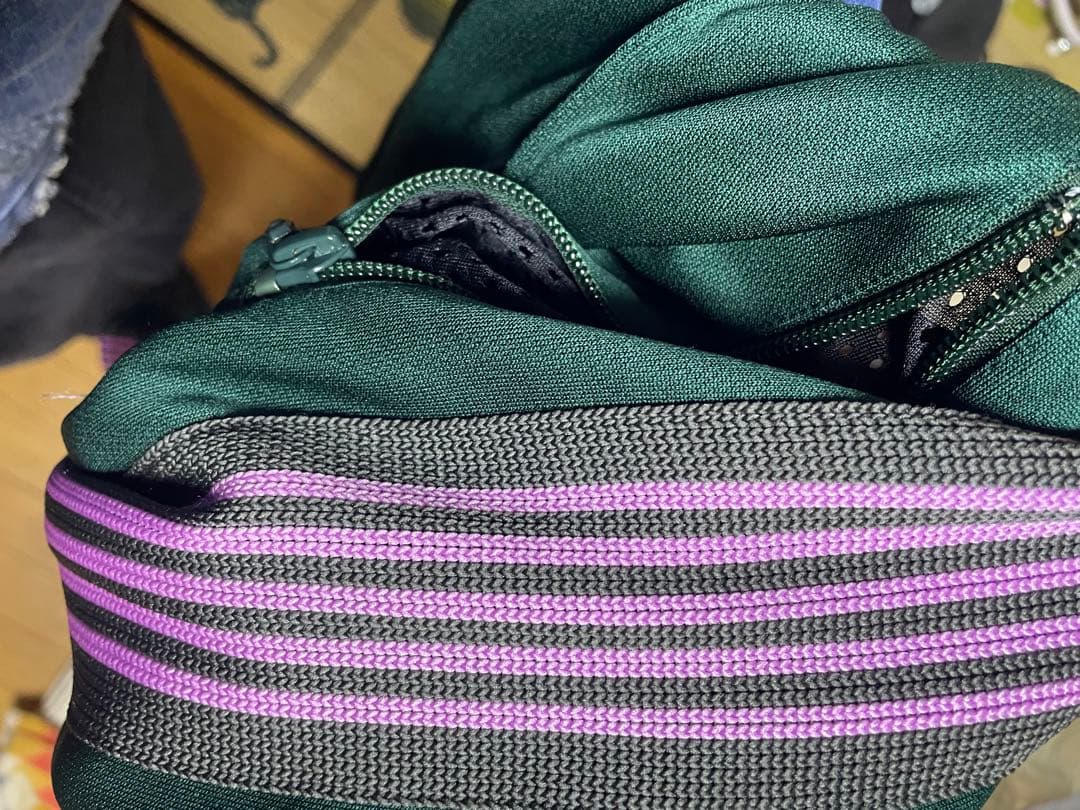 ねっこNeedles トラックパンツlq392 グリーン×パープルSサイズ