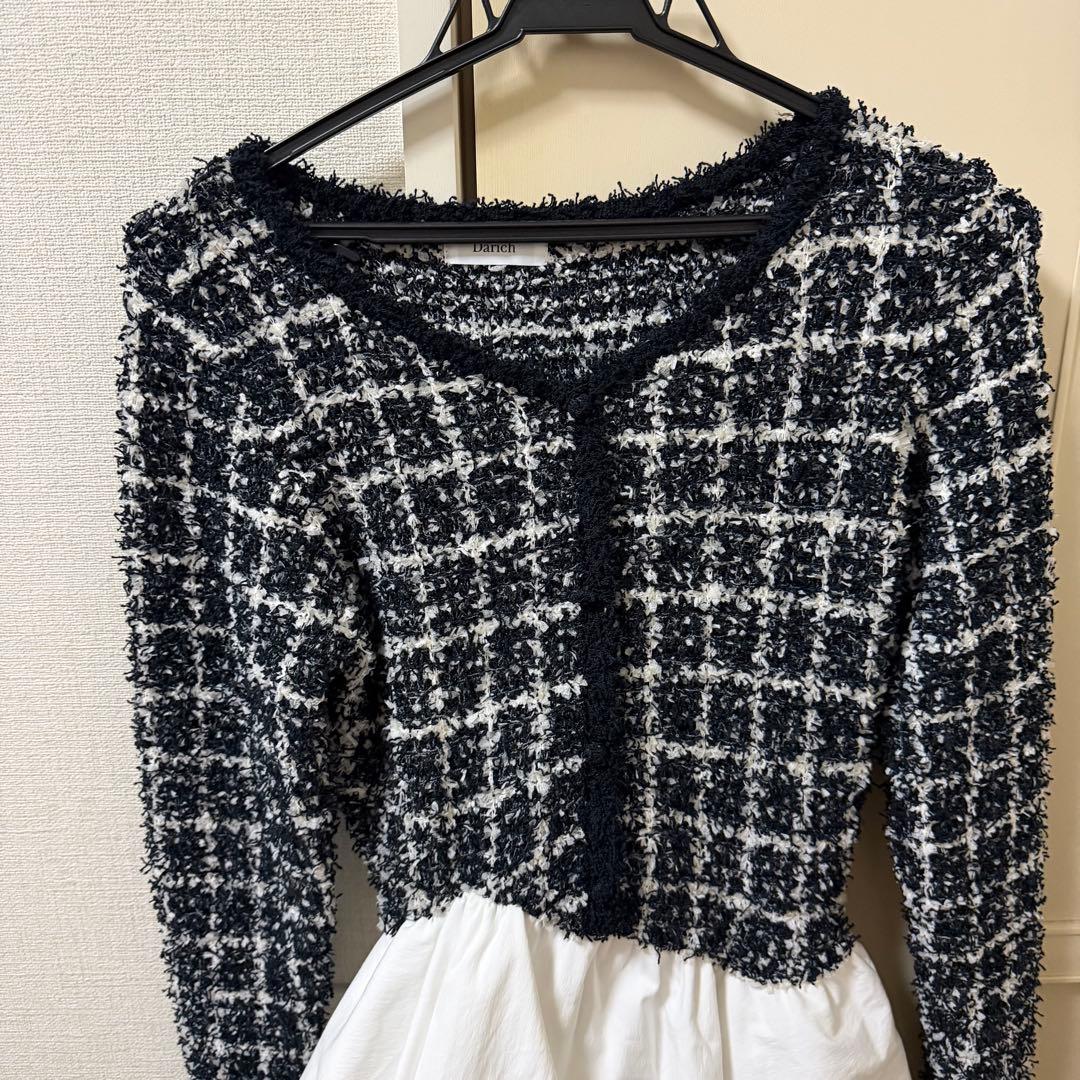 【美品】Darich ダーリッチ ボリュームフリルツイードニットワンピース