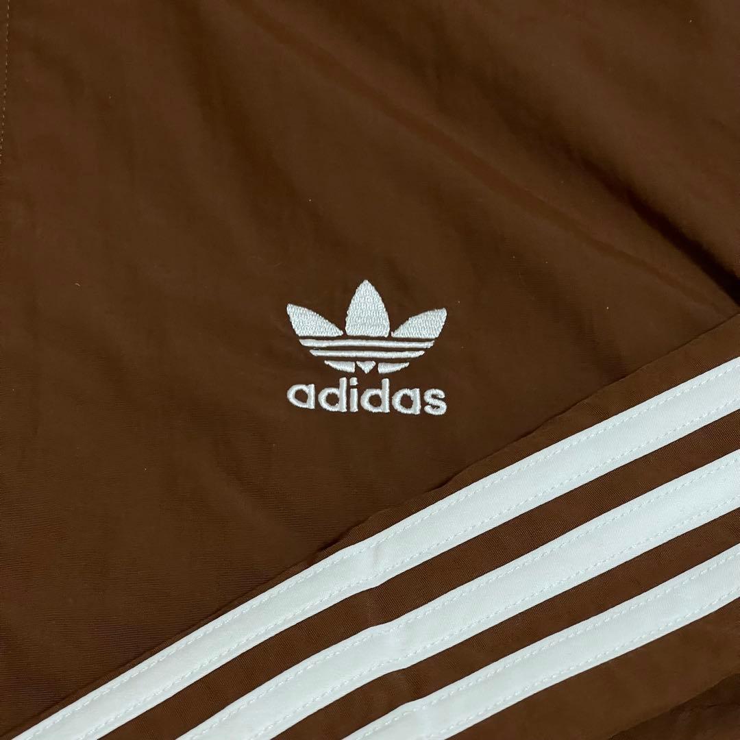 L新品】アディダス刺繍トラックジャケット古着ジャージトップ　茶ブラウン白