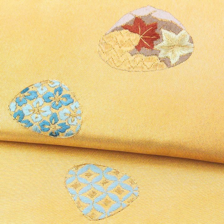 上品に華やぐ【蘇州刺繍】　大人気モチーフ【貝合わせ】　袋帯と同格の名古屋帯です
