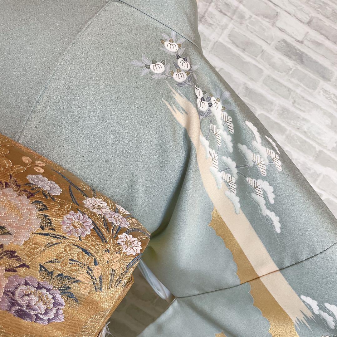 訪問着　フルセット　御所車　橘　金彩加工　落款　着物　風景画　H2