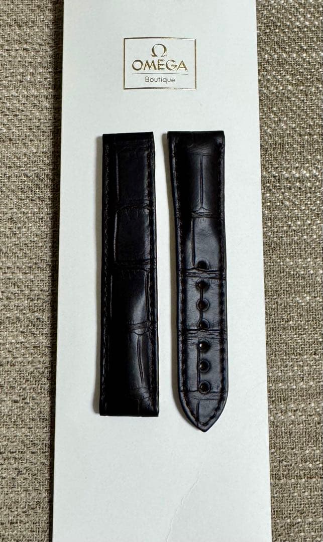 オメガ OMEGA 純正 革ベルト アリゲーター 20/18 ダークブラウン