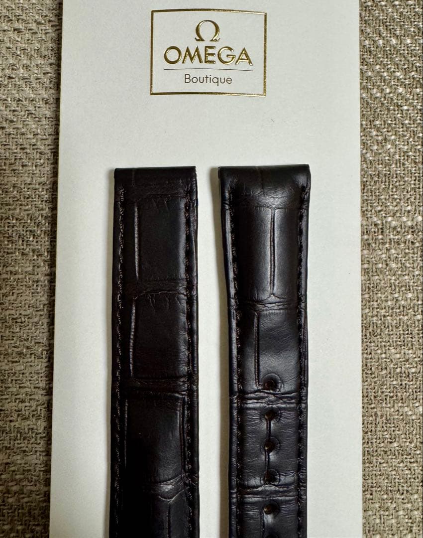 オメガ OMEGA 純正 革ベルト アリゲーター 20/18 ダークブラウン