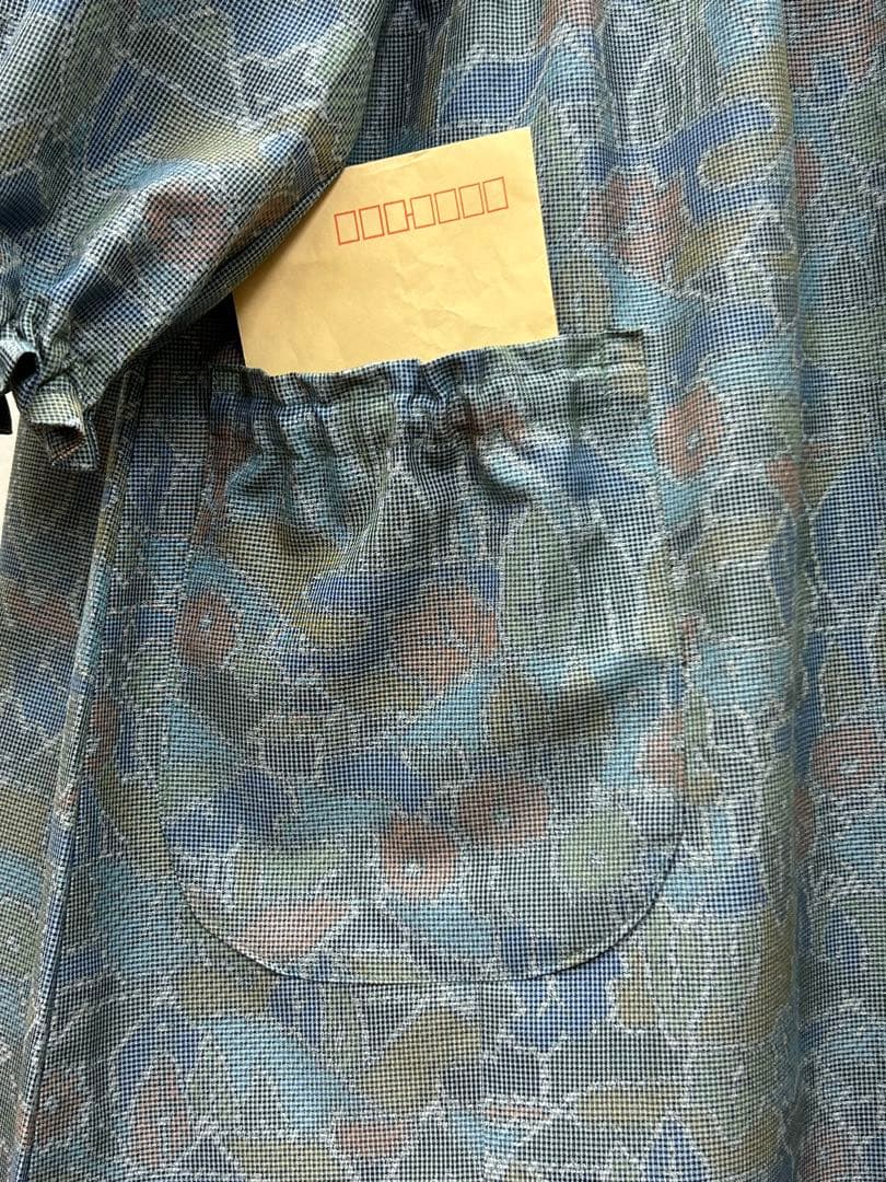 着物リメイク　紬ワンピース前ボタン　 Lサイズ